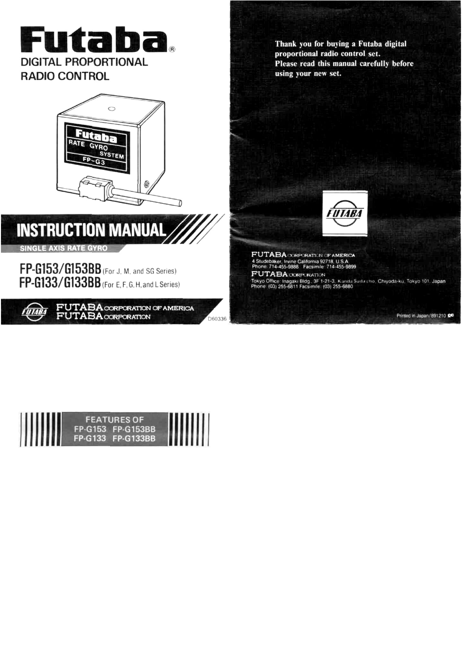 Futaba G153, G153BB User Manual | 4 pages