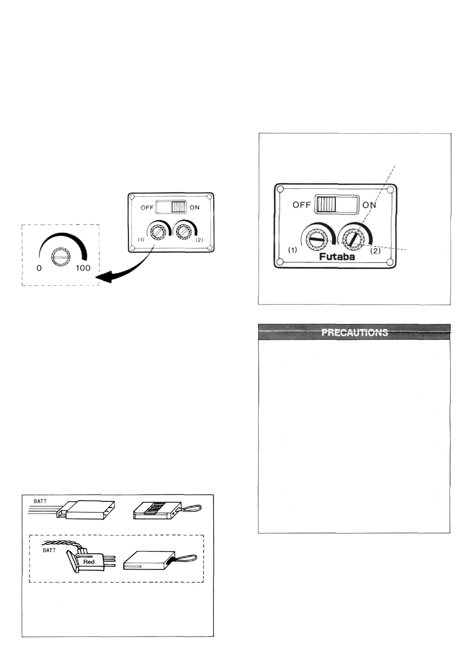 Output adjustment, Power supply, Example | Futaba G153, G153BB User Manual | Page 2 / 4