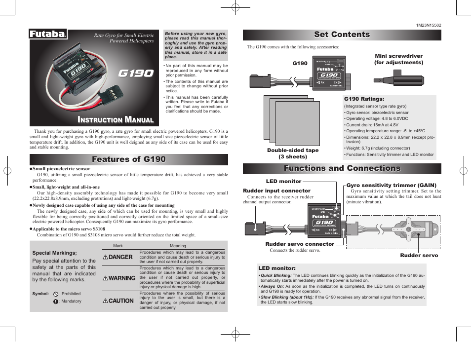 Futaba G190 User Manual | 2 pages