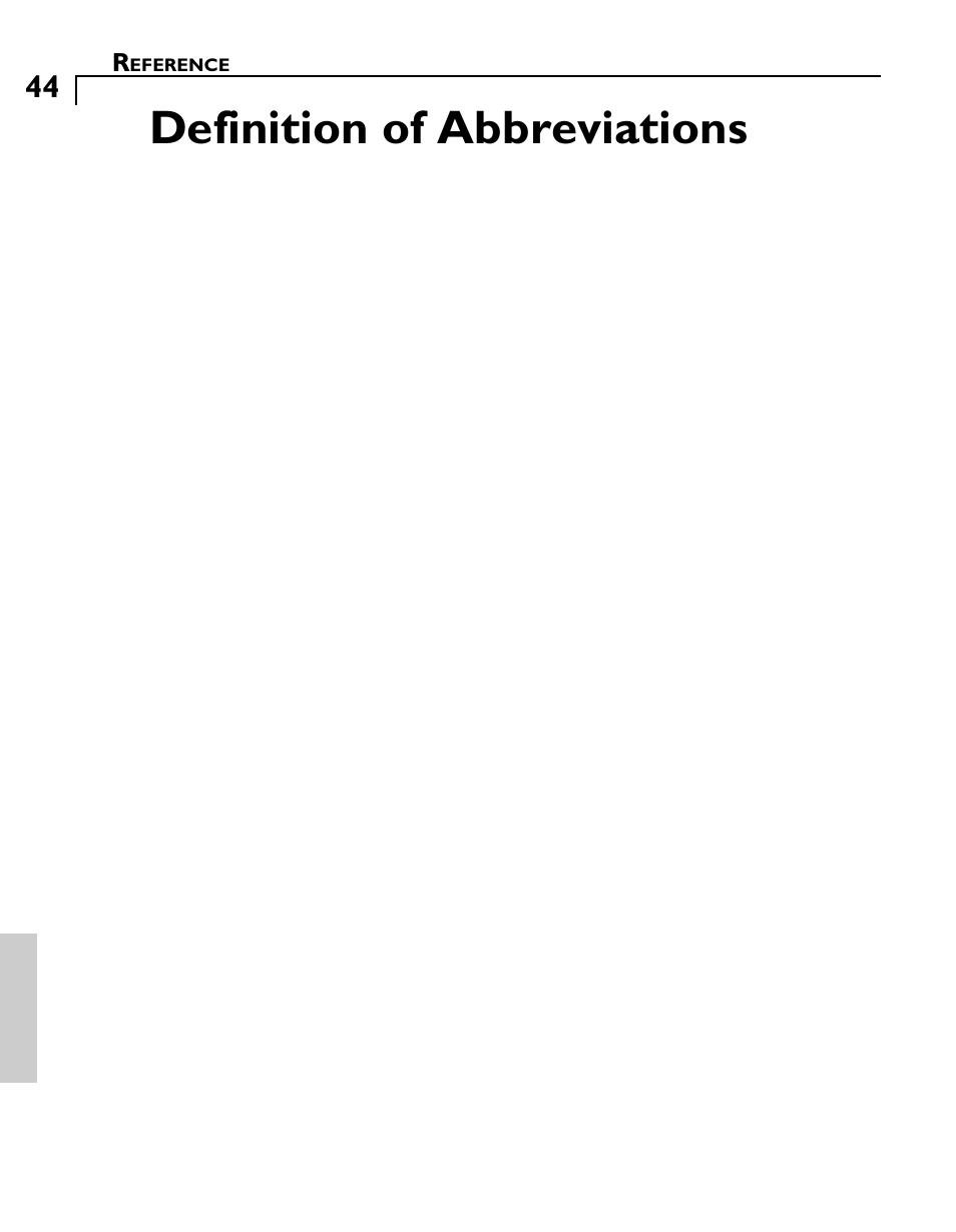 Definition of abbreviations | Futaba GY501 User Manual | Page 43 / 45