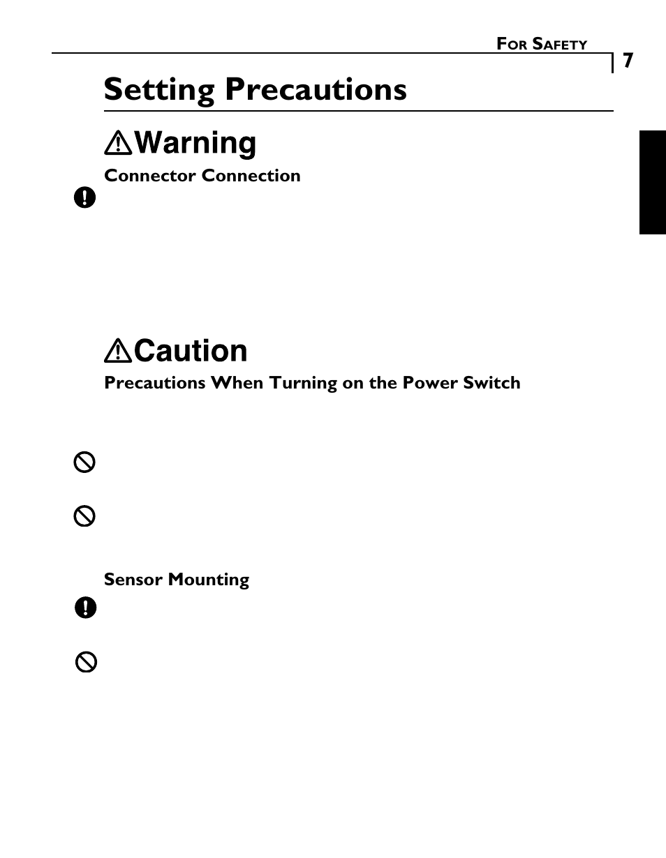 Setting precautions | Futaba GY501 User Manual | Page 6 / 45