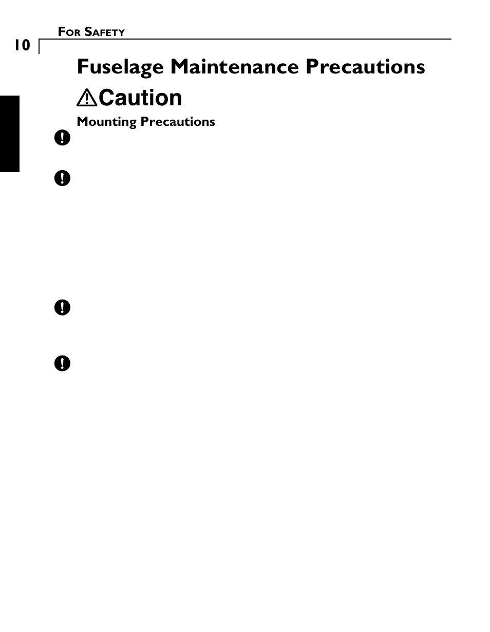 Fuselage maintenance precautions | Futaba GY501 User Manual | Page 9 / 45