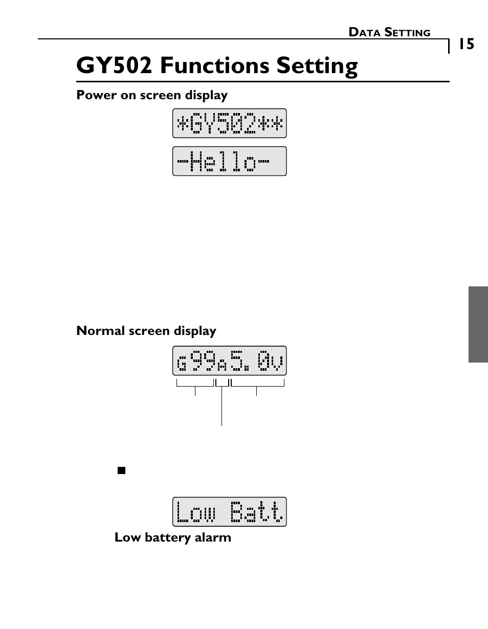 Gy502 functions setting | Futaba GY502 User Manual | Page 15 / 43