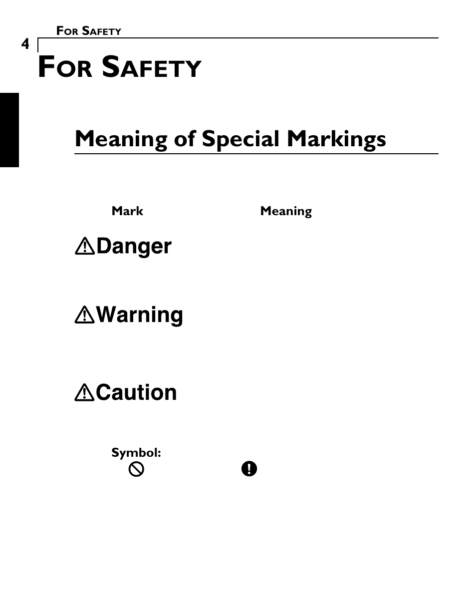 Afety, Meaning of special markings | Futaba GY502 User Manual | Page 4 / 43