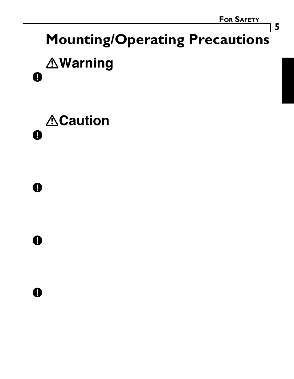 Mounting/operating precautions | Futaba GY502 User Manual | Page 5 / 43