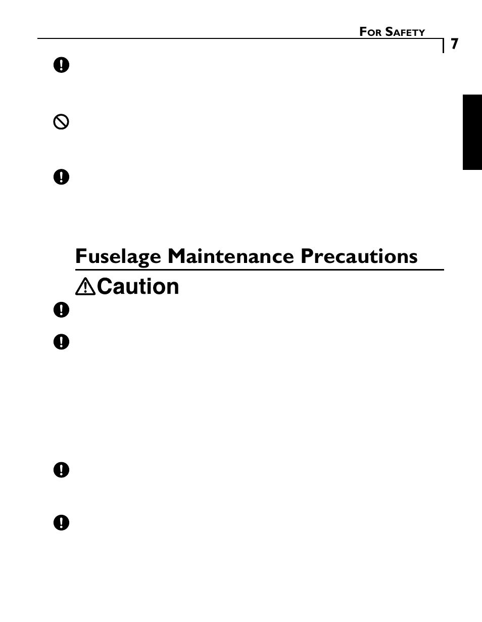 Fuselage maintenance precautions | Futaba GY502 User Manual | Page 7 / 43