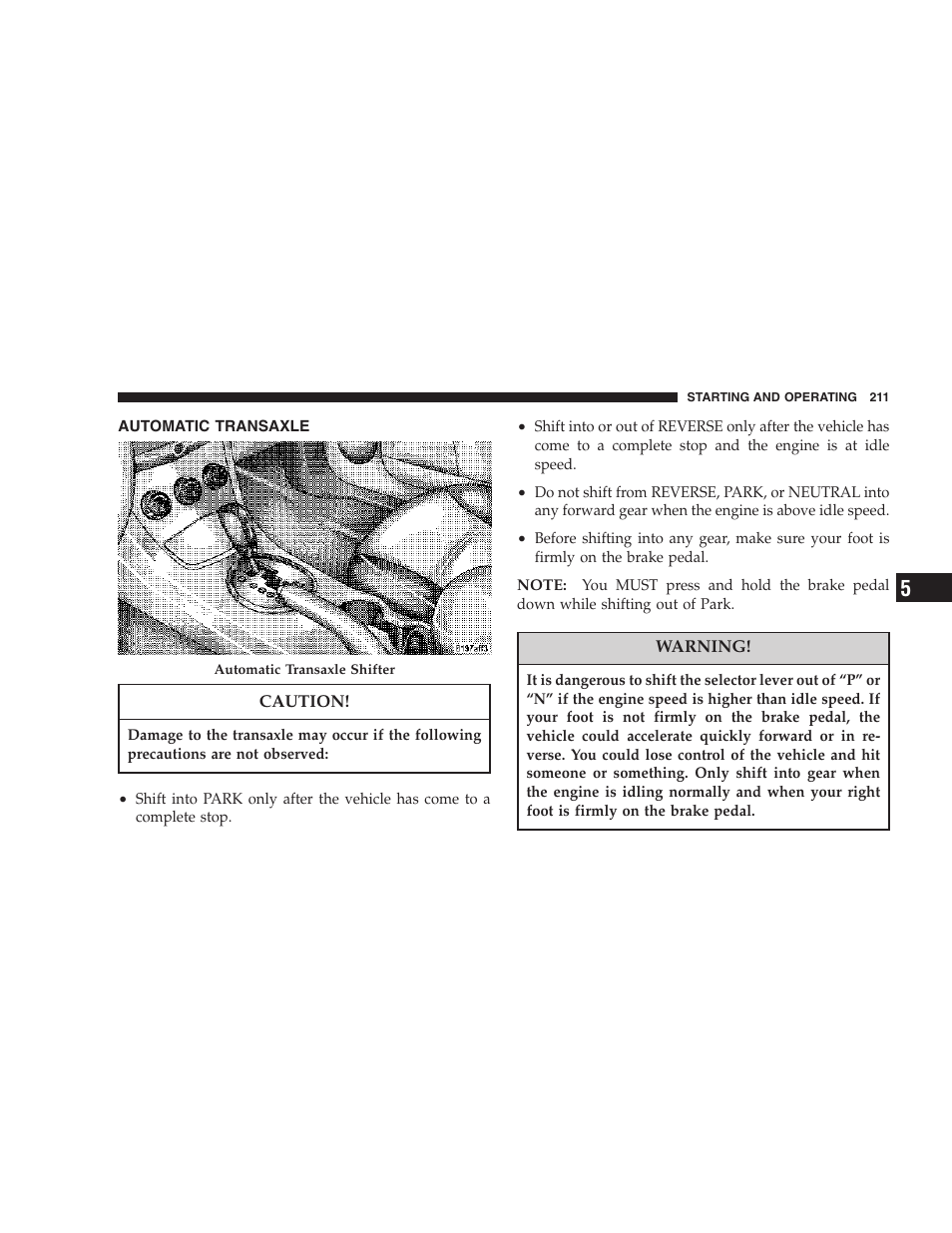 Automatic transaxle | Chrysler 2007 Sebring Sedan User Manual | Page 211 / 376