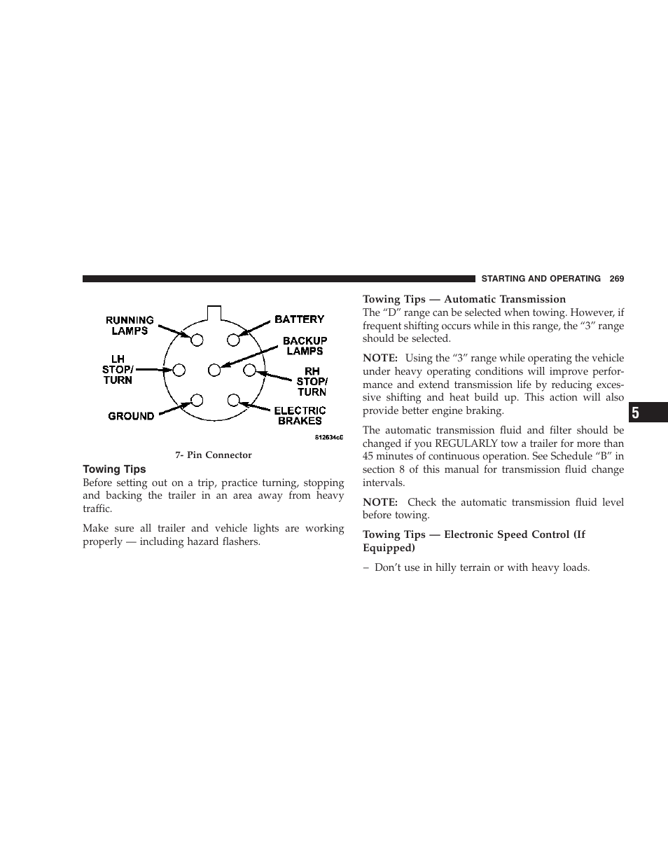 Towing tips | Chrysler 2007 Sebring Sedan User Manual | Page 269 / 376