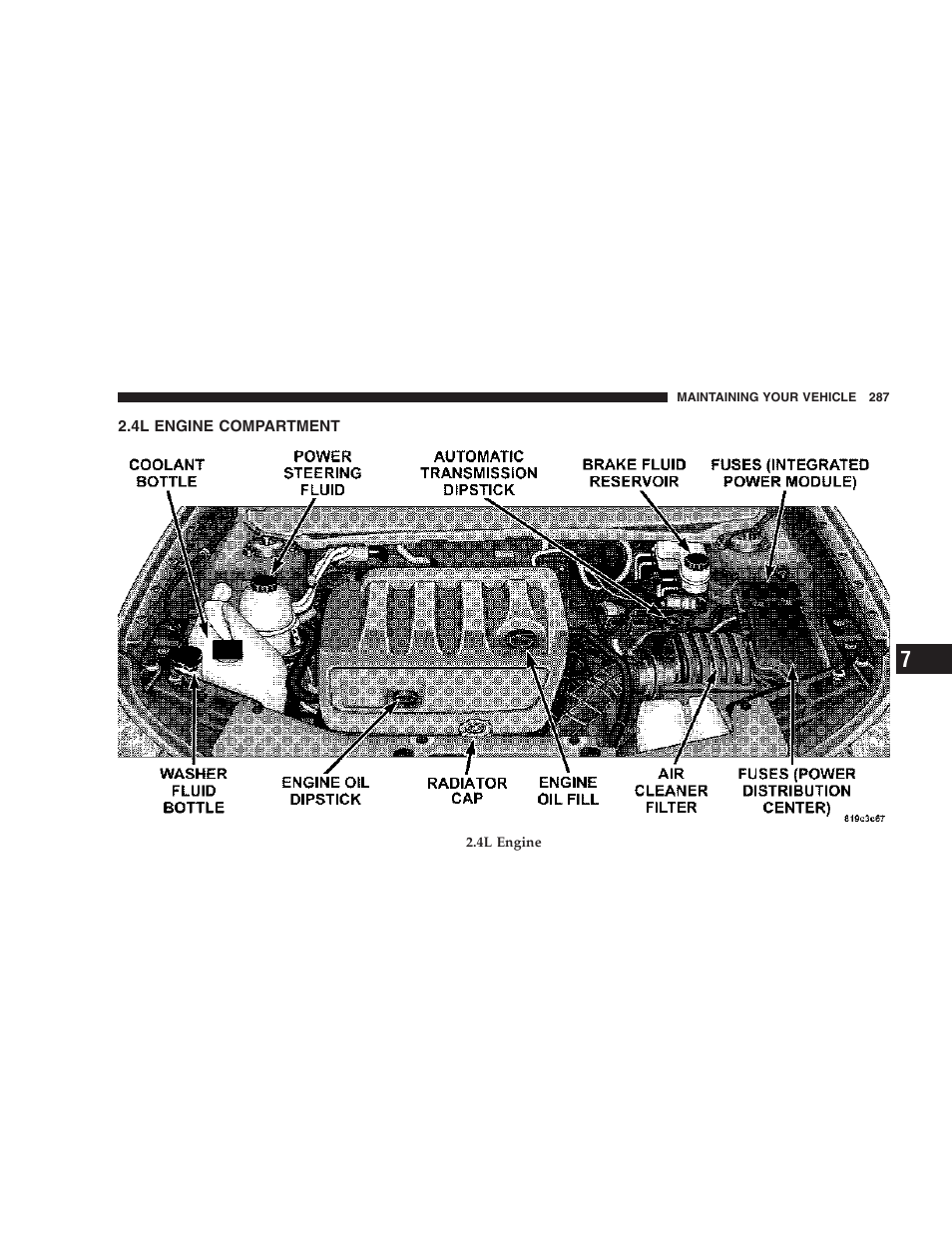 4l engine compartment | Chrysler 2007 Sebring Sedan User Manual | Page 287 / 376