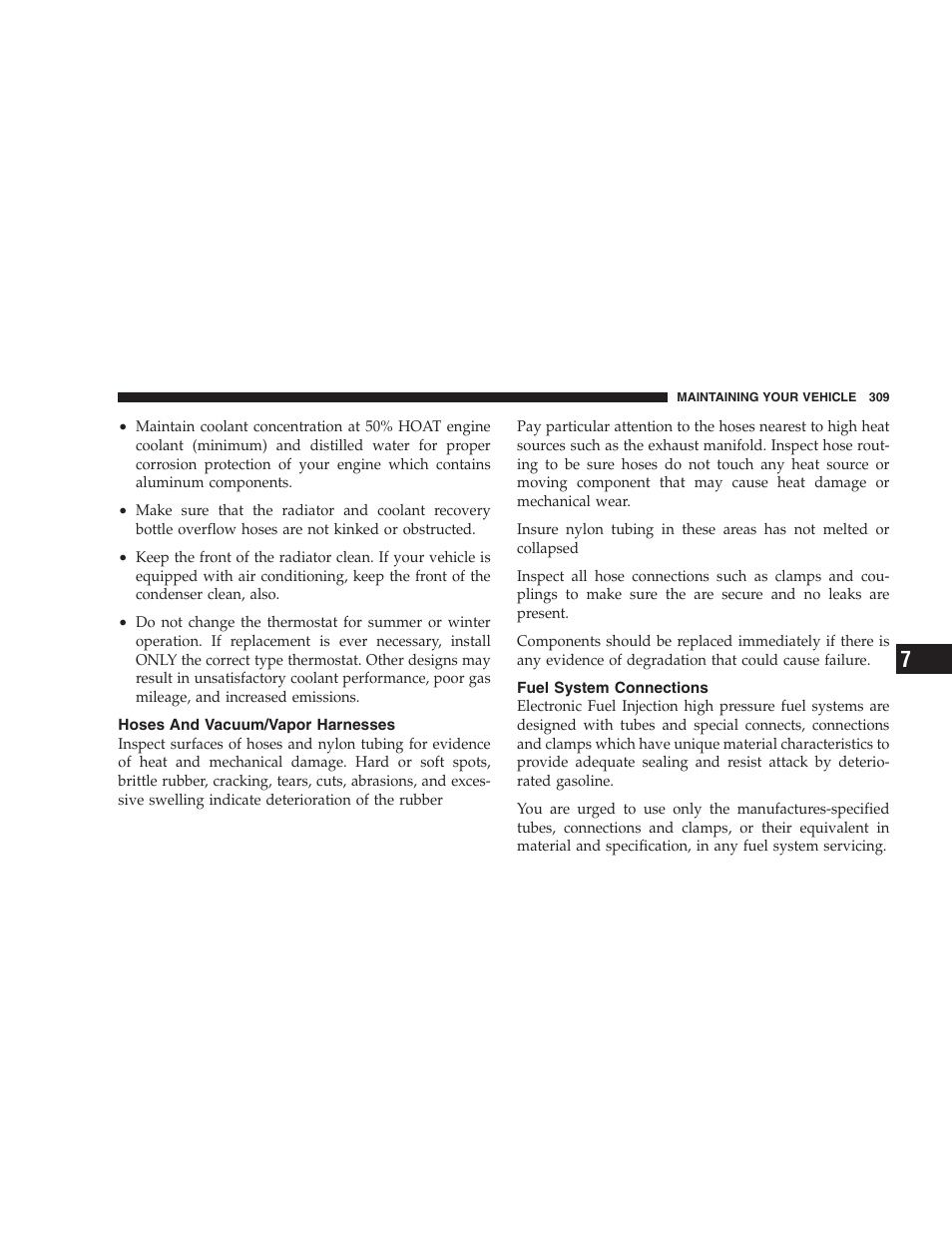Hoses and vacuum/vapor harnesses, Fuel system connections | Chrysler 2007 Sebring Sedan User Manual | Page 309 / 376