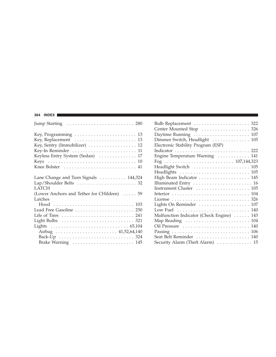 Chrysler 2007 Sebring Sedan User Manual | Page 364 / 376
