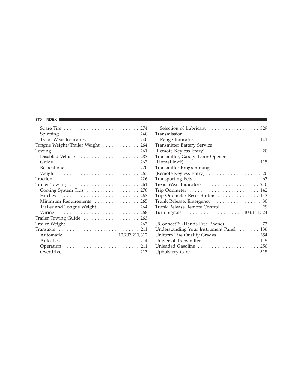 Chrysler 2007 Sebring Sedan User Manual | Page 370 / 376