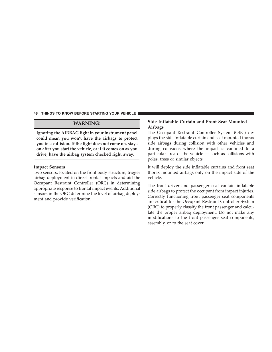 Chrysler 2007 Sebring Sedan User Manual | Page 48 / 376