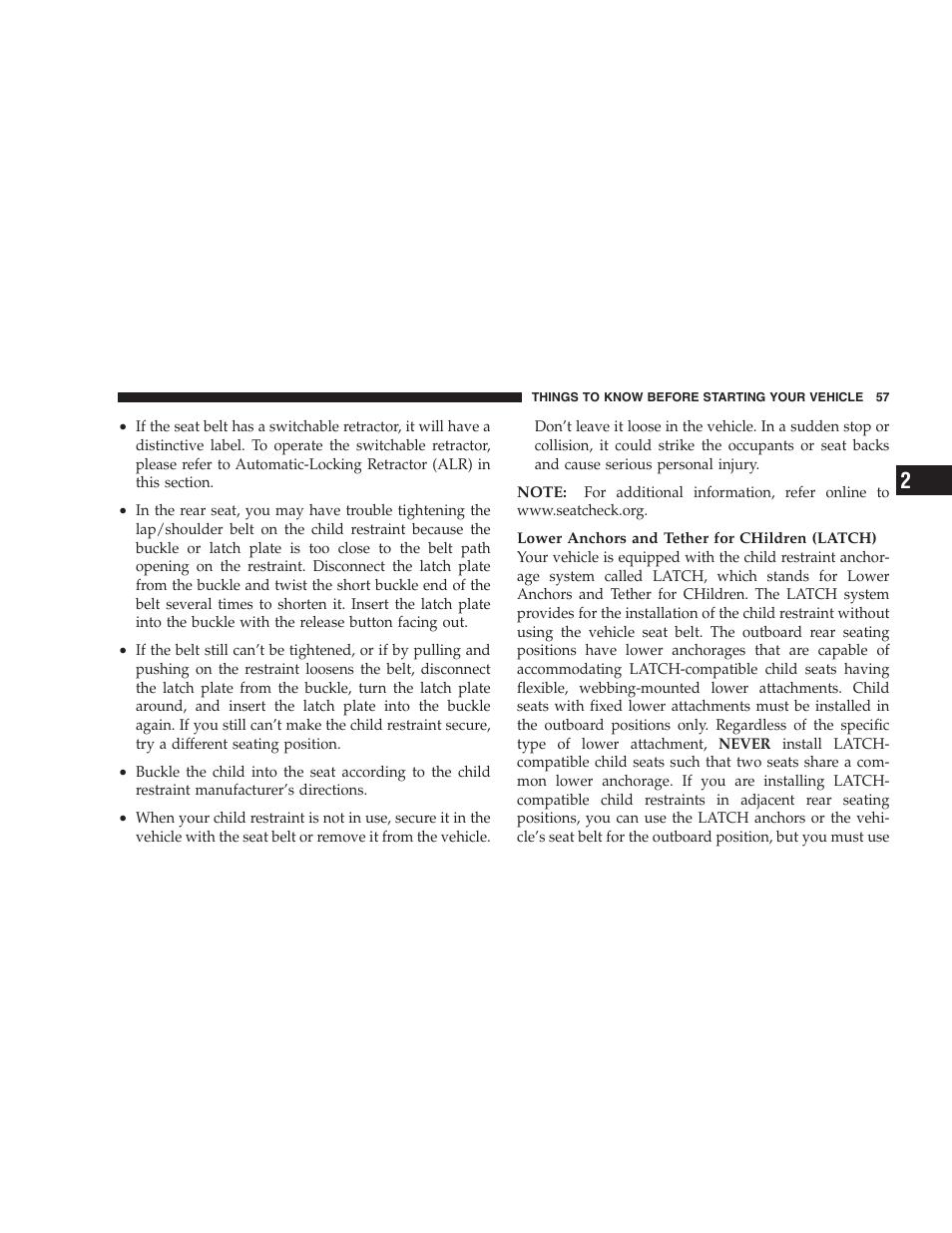 Chrysler 2007 Sebring Sedan User Manual | Page 57 / 376