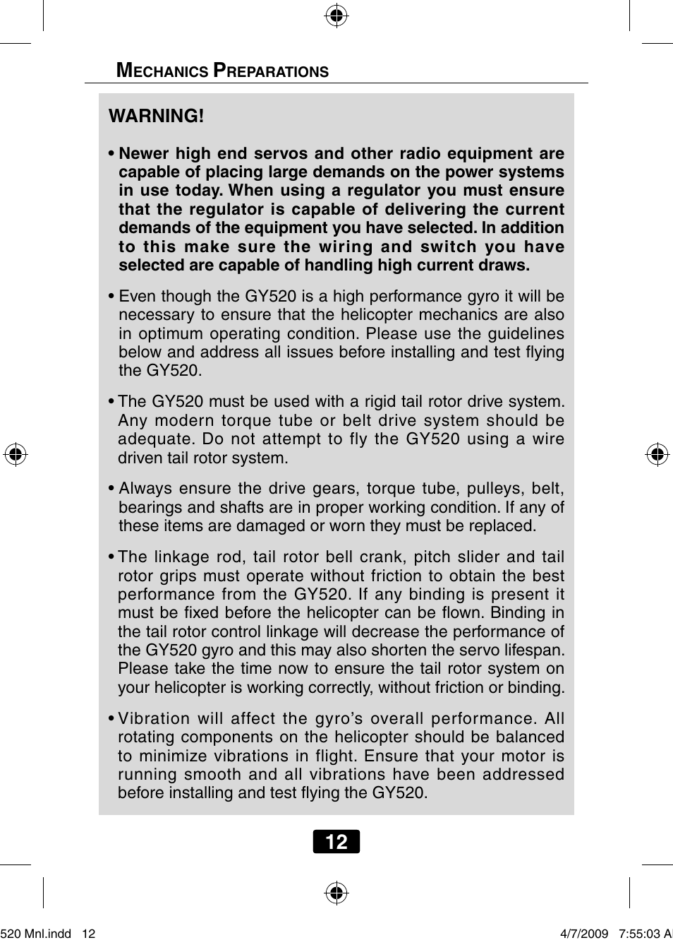 12 m | Futaba GY520 User Manual | Page 12 / 32