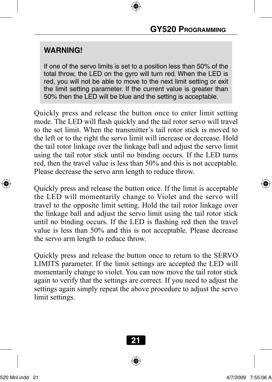 Futaba GY520 User Manual | Page 21 / 32