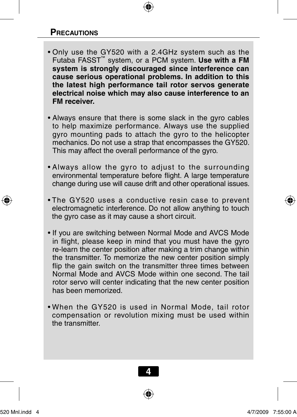 Futaba GY520 User Manual | Page 4 / 32