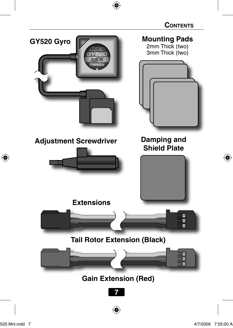 Mounting pads | Futaba GY520 User Manual | Page 7 / 32