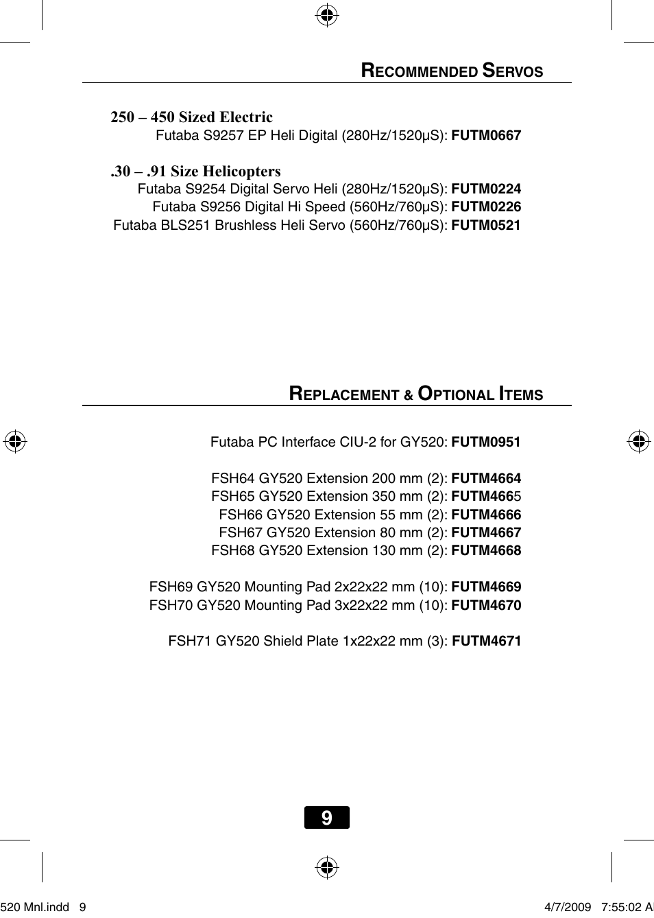 Futaba GY520 User Manual | Page 9 / 32