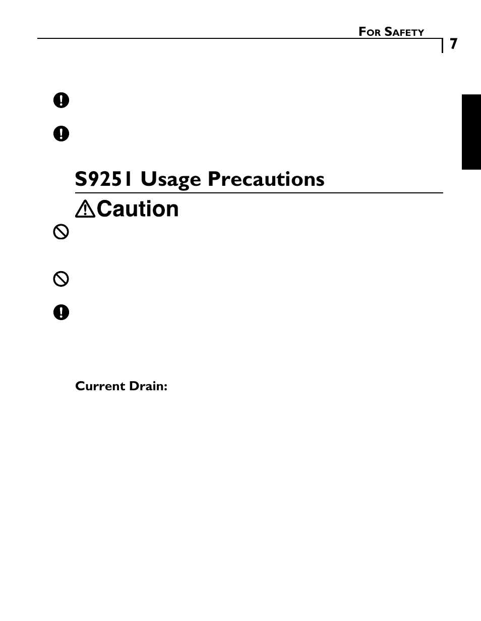 S9251 usage precautions | Futaba GY601 User Manual | Page 7 / 43