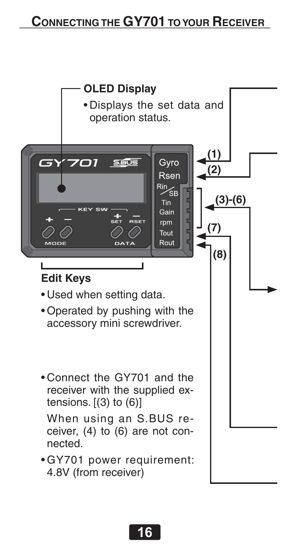 Gy701 | Futaba GY701 User Manual | Page 16 / 79