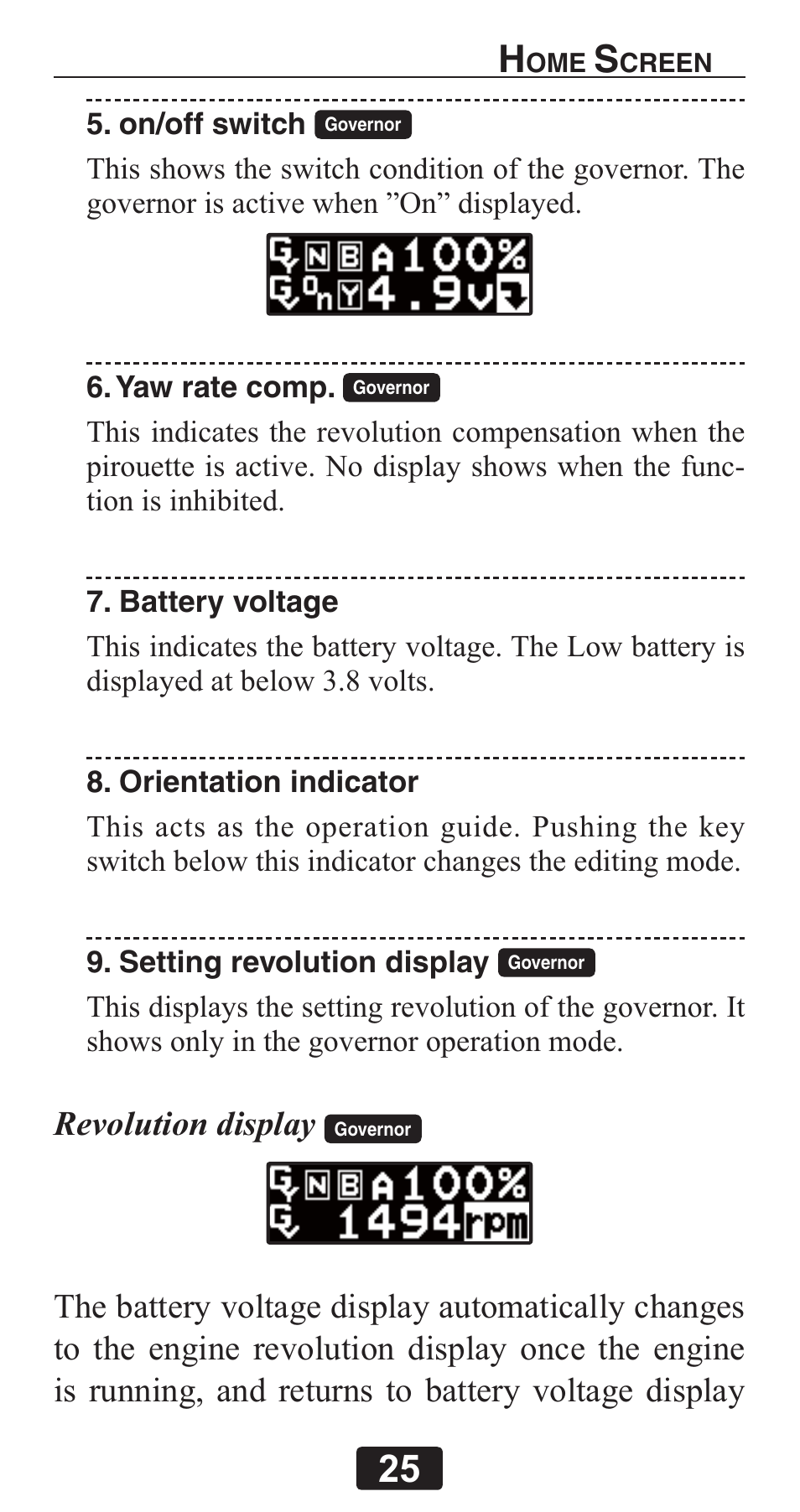 Revolution display | Futaba GY701 User Manual | Page 25 / 79