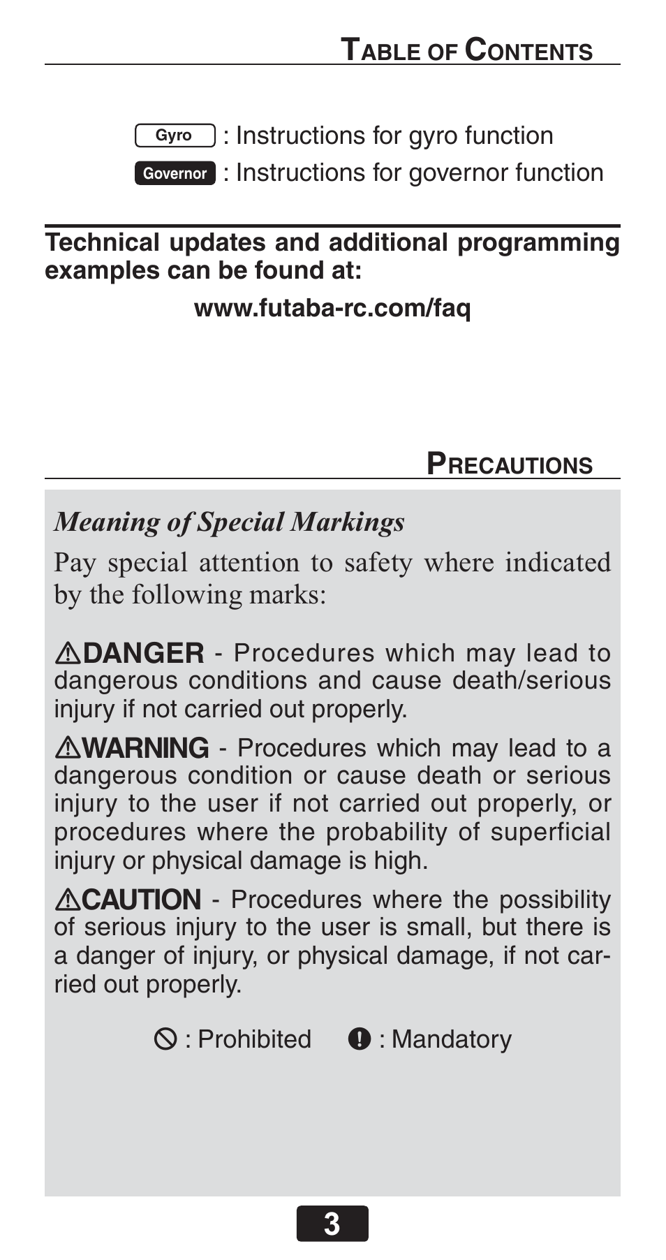 Futaba GY701 User Manual | Page 3 / 79