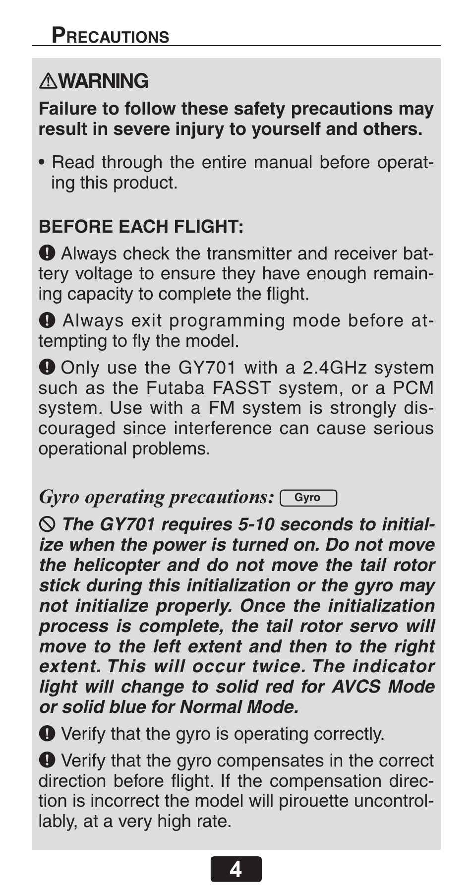 Futaba GY701 User Manual | Page 4 / 79