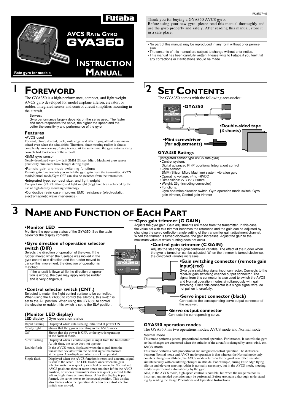 Futaba GYA350 User Manual | 4 pages