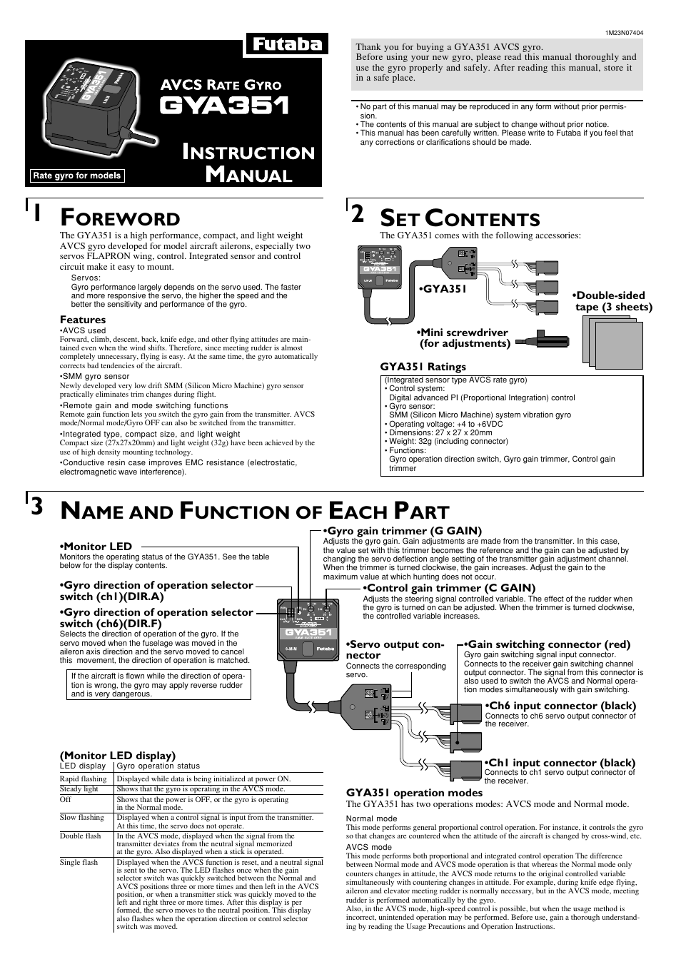 Futaba GYA351 User Manual | 4 pages