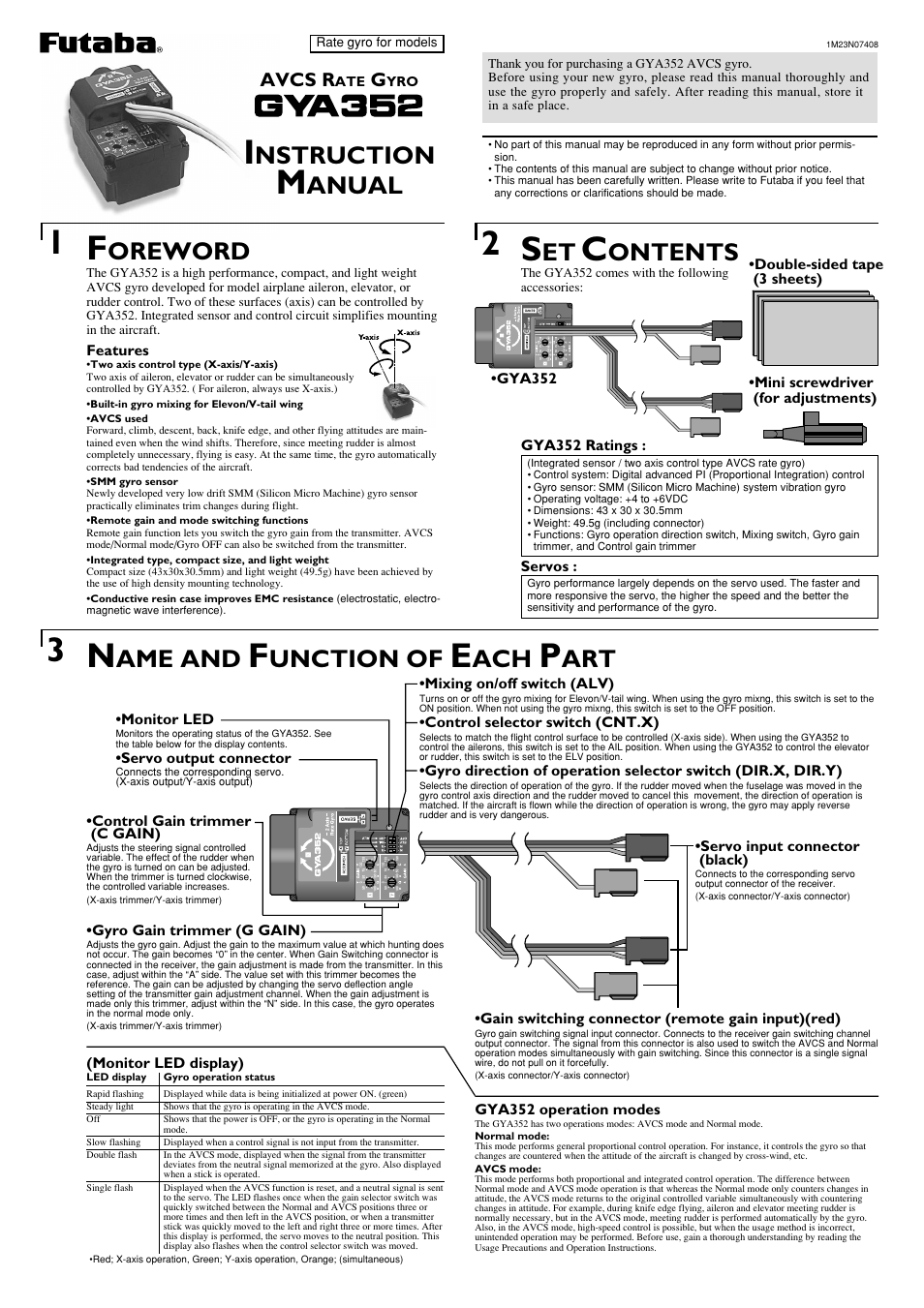 Futaba GYA352 User Manual | 4 pages