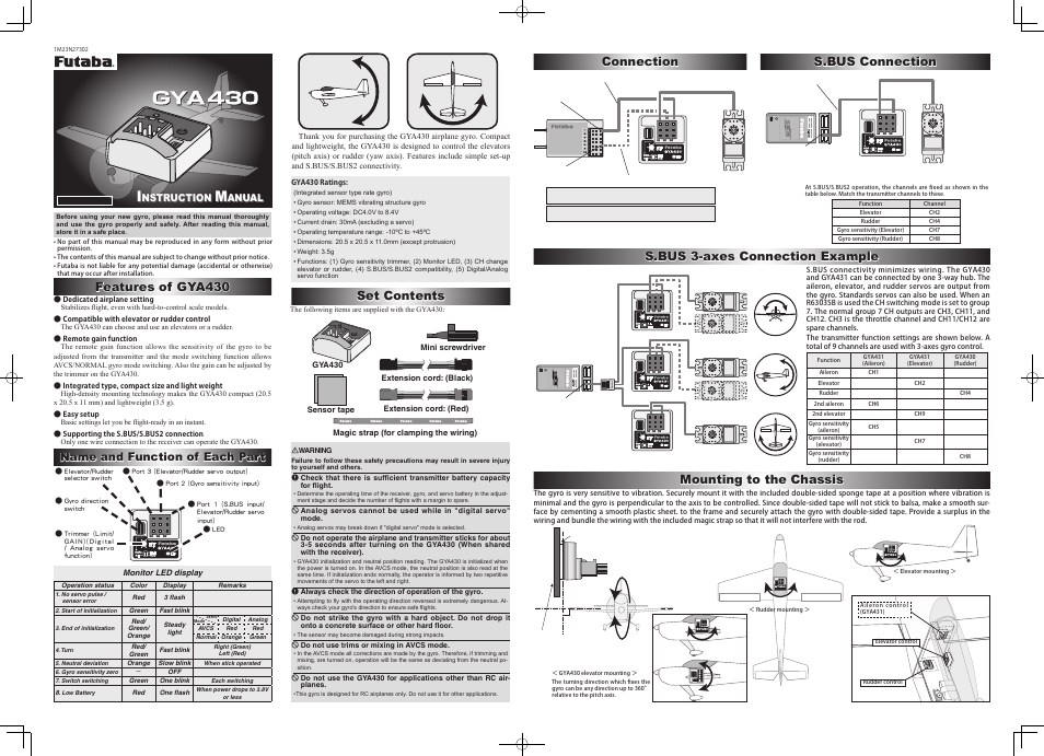 Futaba GYA430 User Manual | 2 pages