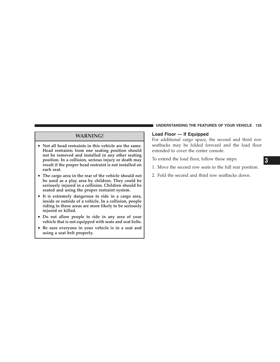 Load floor — if equipped | Chrysler 2007 Pacifica User Manual | Page 125 / 464
