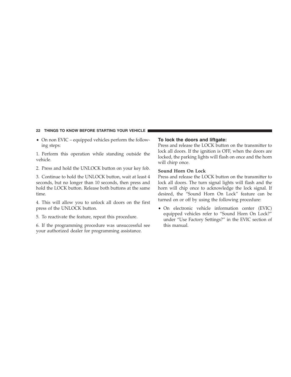 To lock the doors and liftgate | Chrysler 2007 Pacifica User Manual | Page 22 / 464