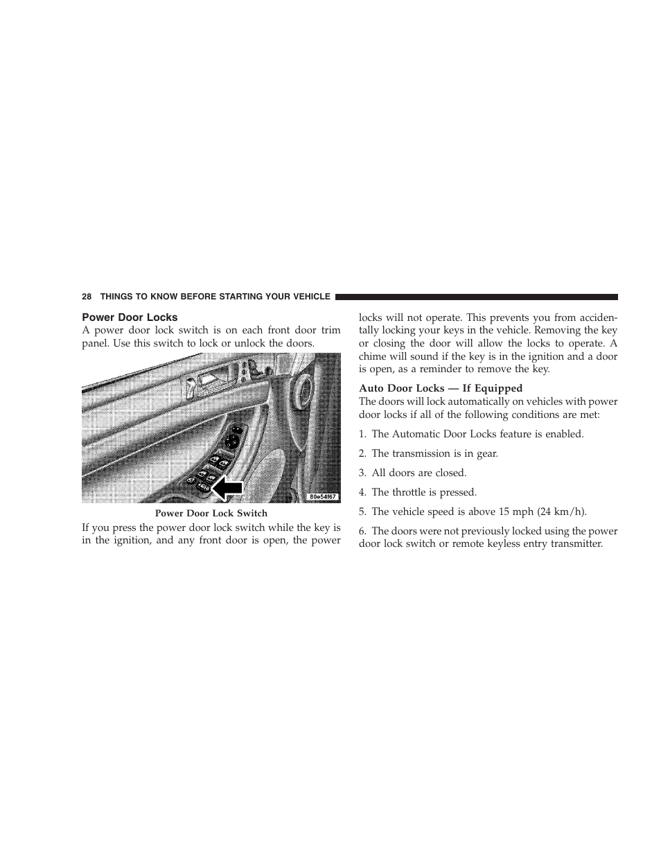 Power door locks | Chrysler 2007 Pacifica User Manual | Page 28 / 464
