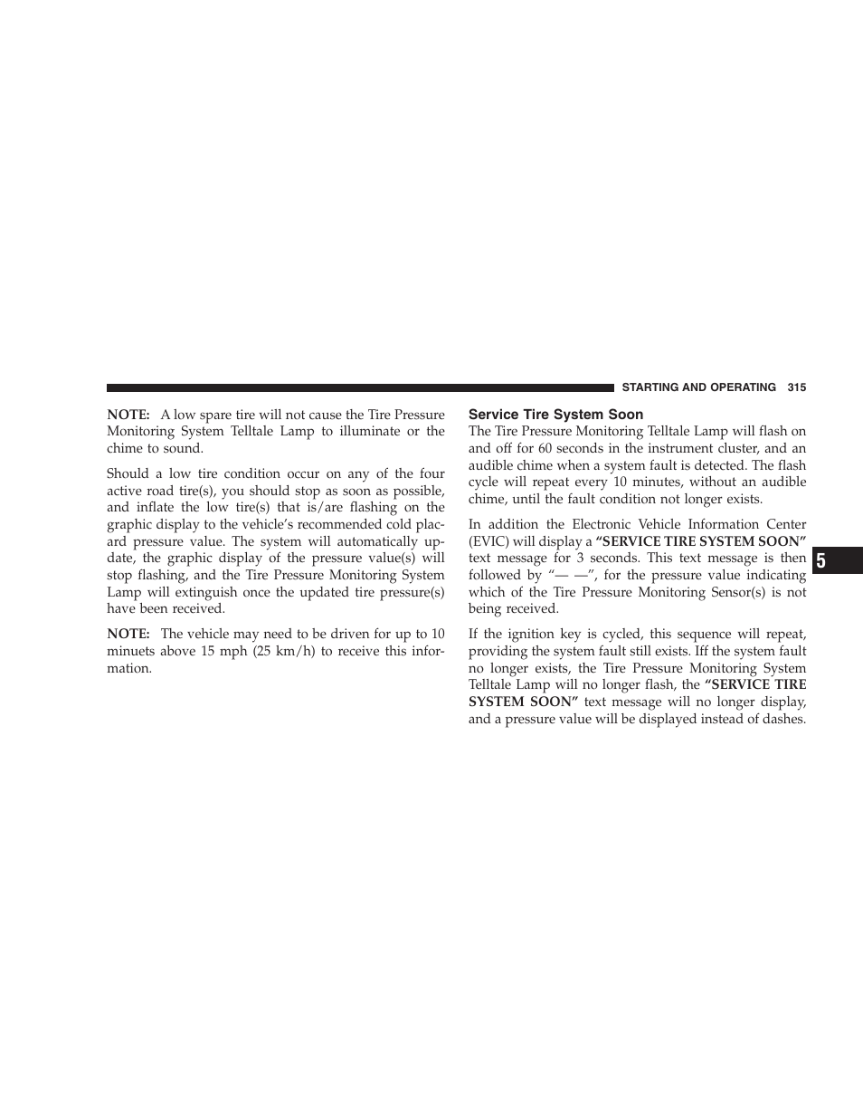 Service tire system soon | Chrysler 2007 Pacifica User Manual | Page 315 / 464