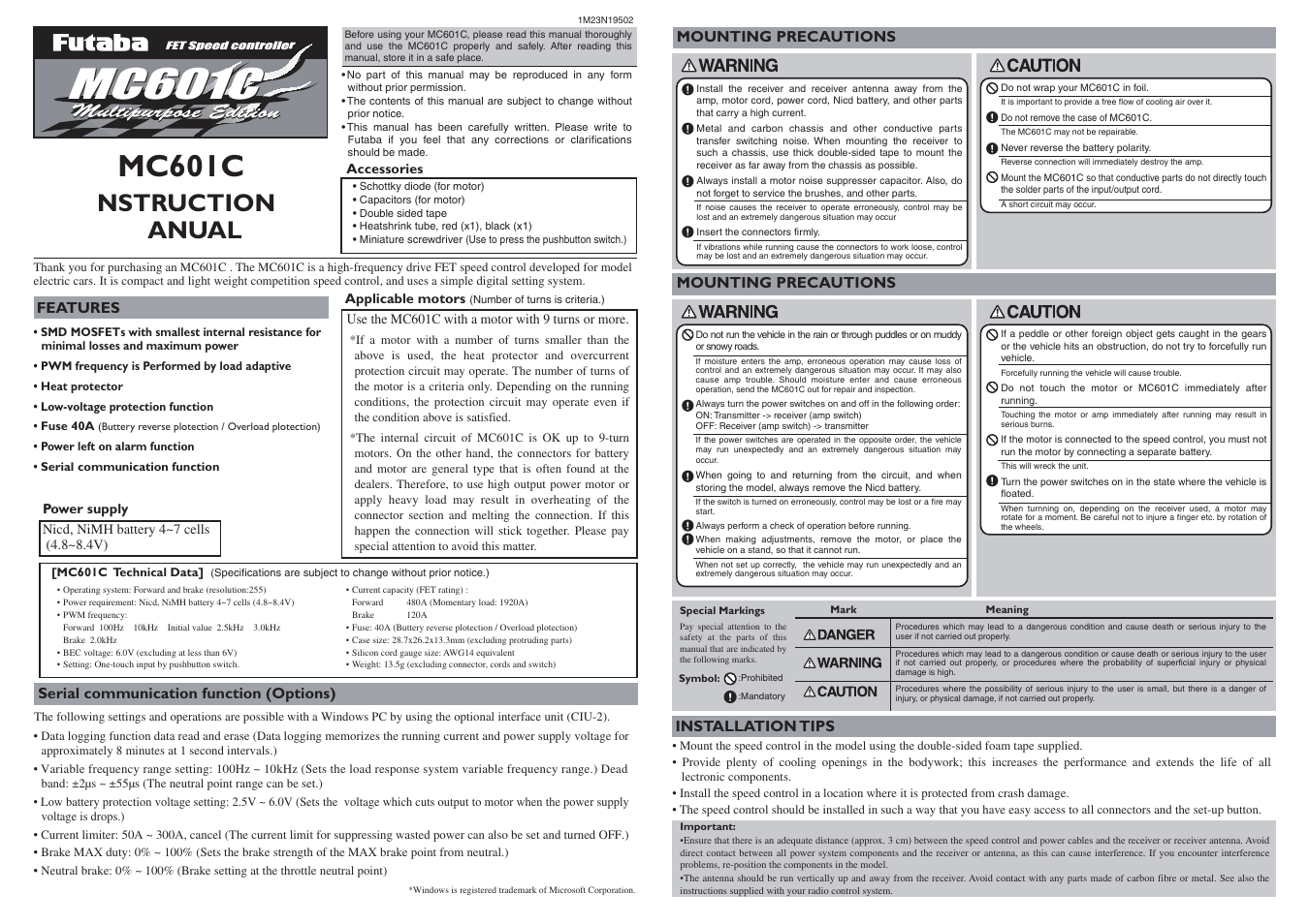 Futaba MC601C User Manual | 2 pages