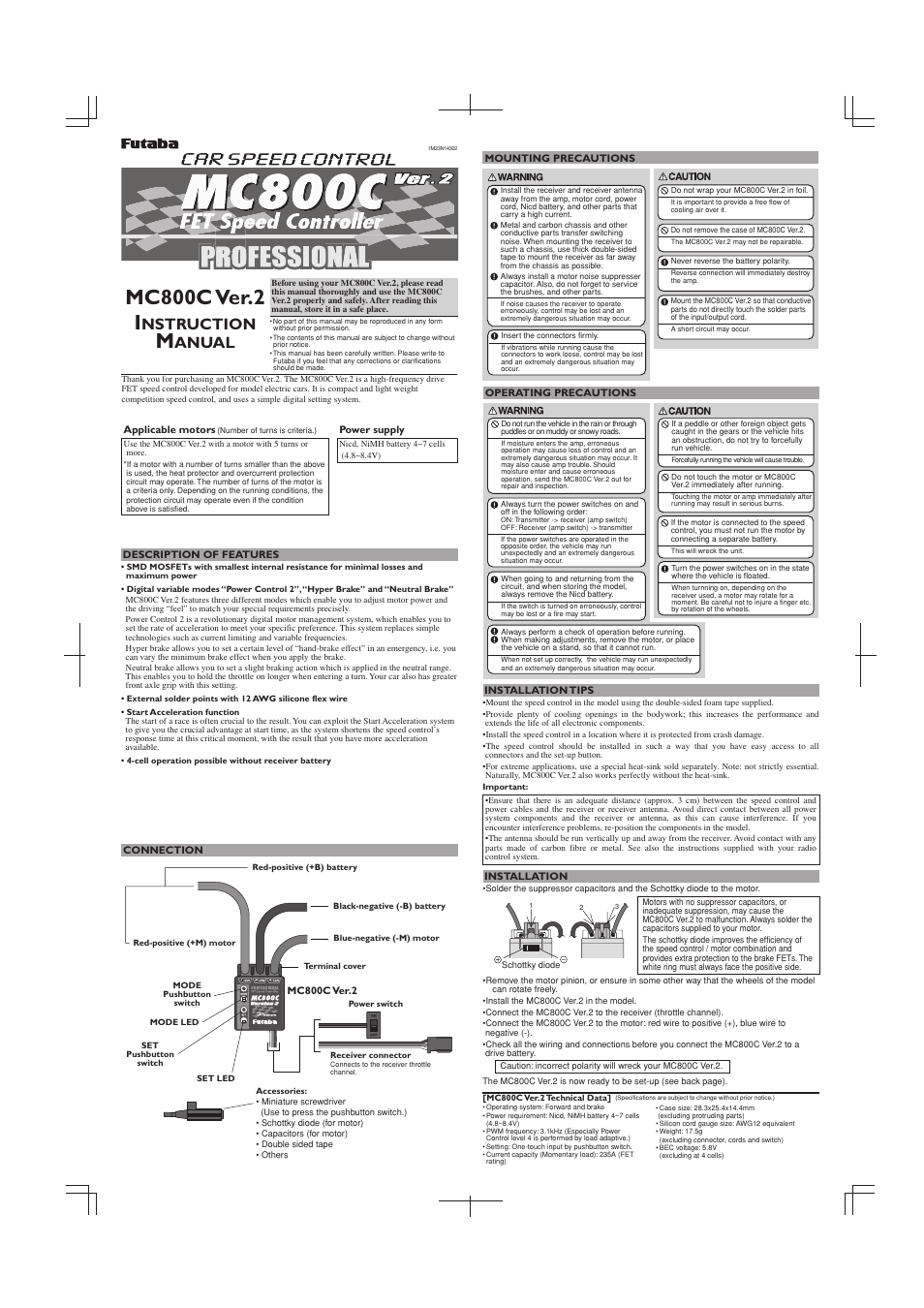Futaba MC800C V2 User Manual | 2 pages
