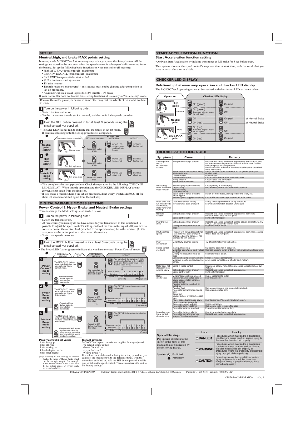 Set up neutral, high, and brake max points setting | Futaba MC800C V2 User Manual | Page 2 / 2