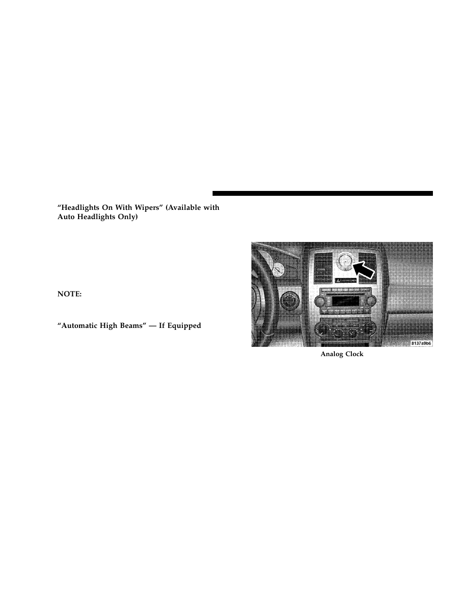 Setting the analog clock | Chrysler 2006 300 User Manual | Page 162 / 392