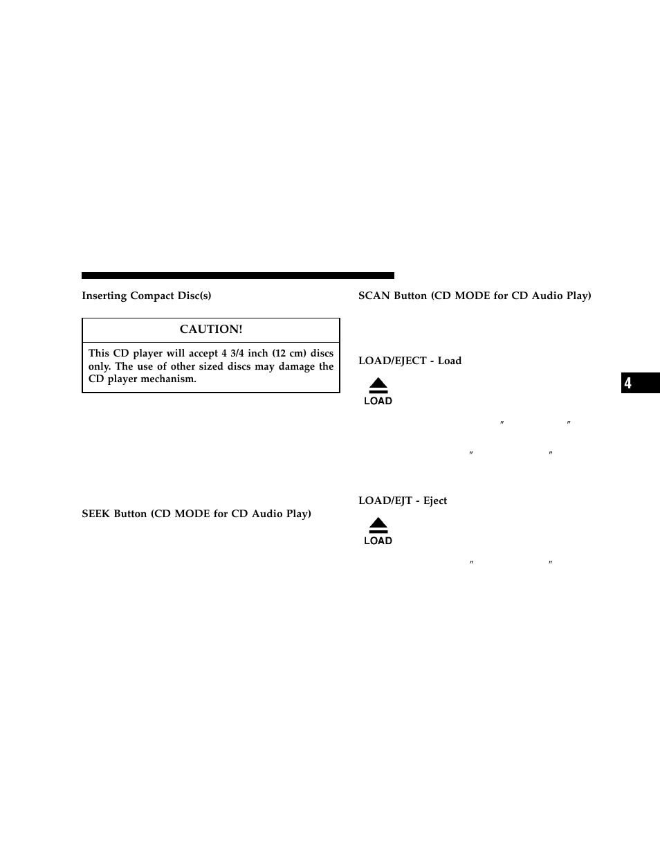 Load/eject button, Cd mode for cd audio play) | Chrysler 2006 300 User Manual | Page 177 / 392