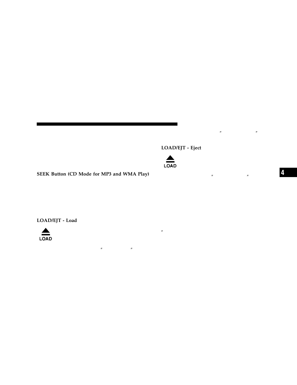 Operation instructions, Cd mode for mp3 and wma audio play), Load/eject button | Cd mode for mp3 and wma play) | Chrysler 2006 300 User Manual | Page 181 / 392