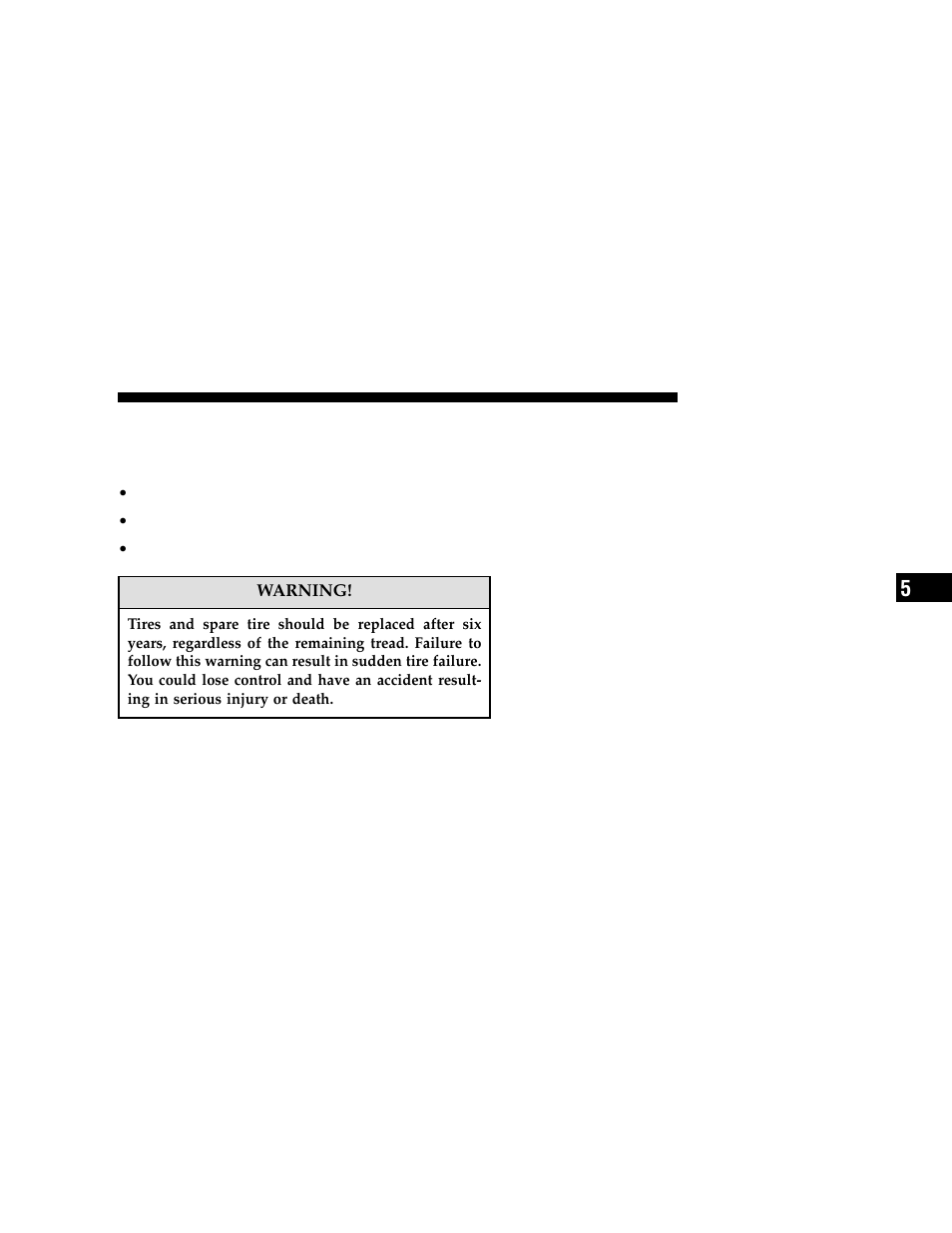 Life of tire, Replacement tires | Chrysler 2006 300 User Manual | Page 249 / 392