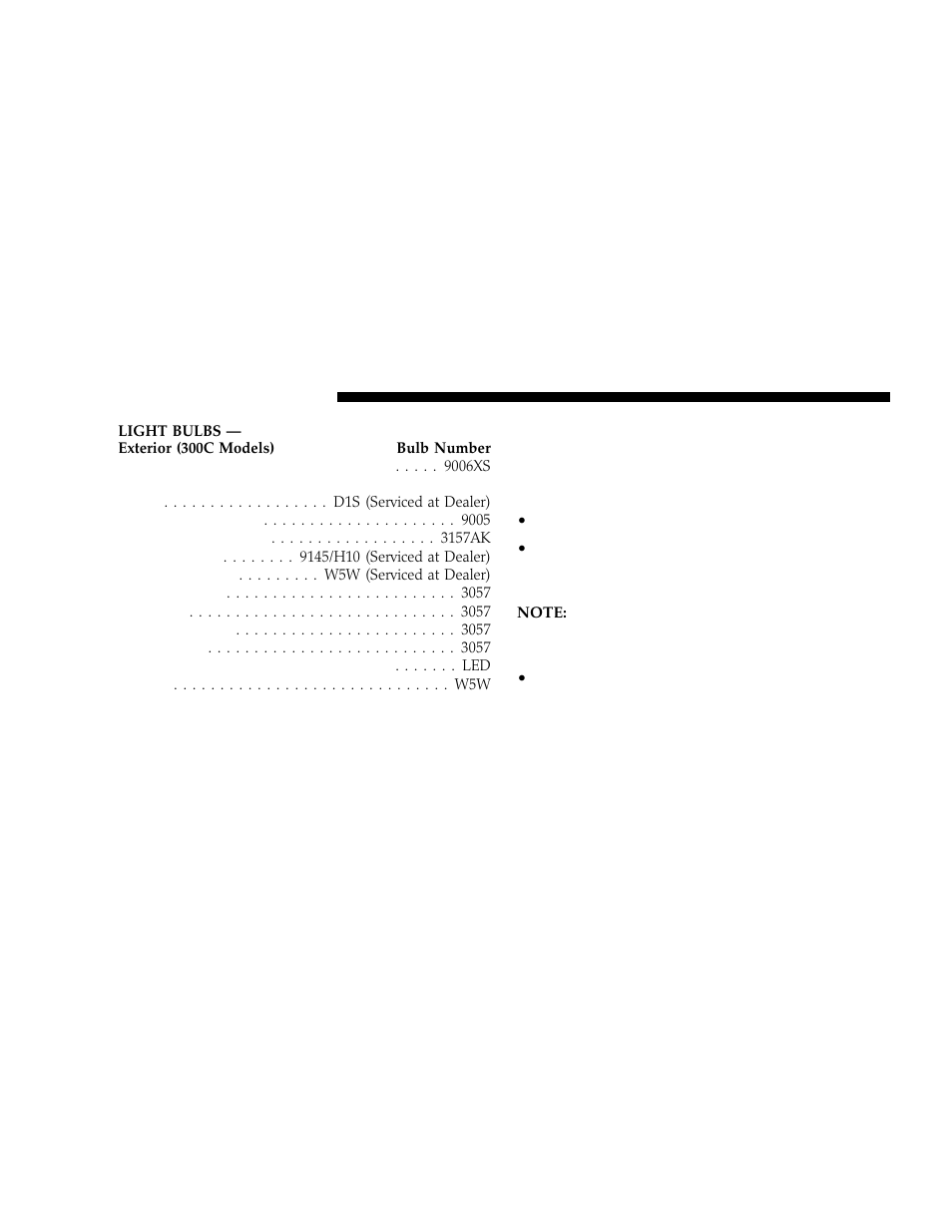 Bulb replacement, Low beam headlight, high beam headlight | Chrysler 2006 300 User Manual | Page 334 / 392