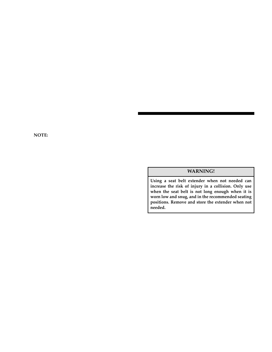 Seat belts and pregnant women, Seat belt extender | Chrysler 2006 300 User Manual | Page 38 / 392