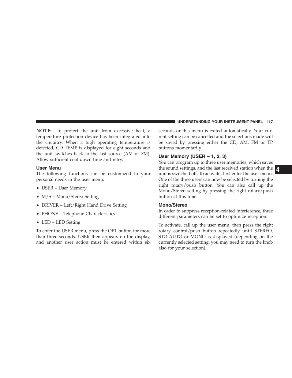 Chrysler Crossfire SRT6 User Manual | Page 117 / 280