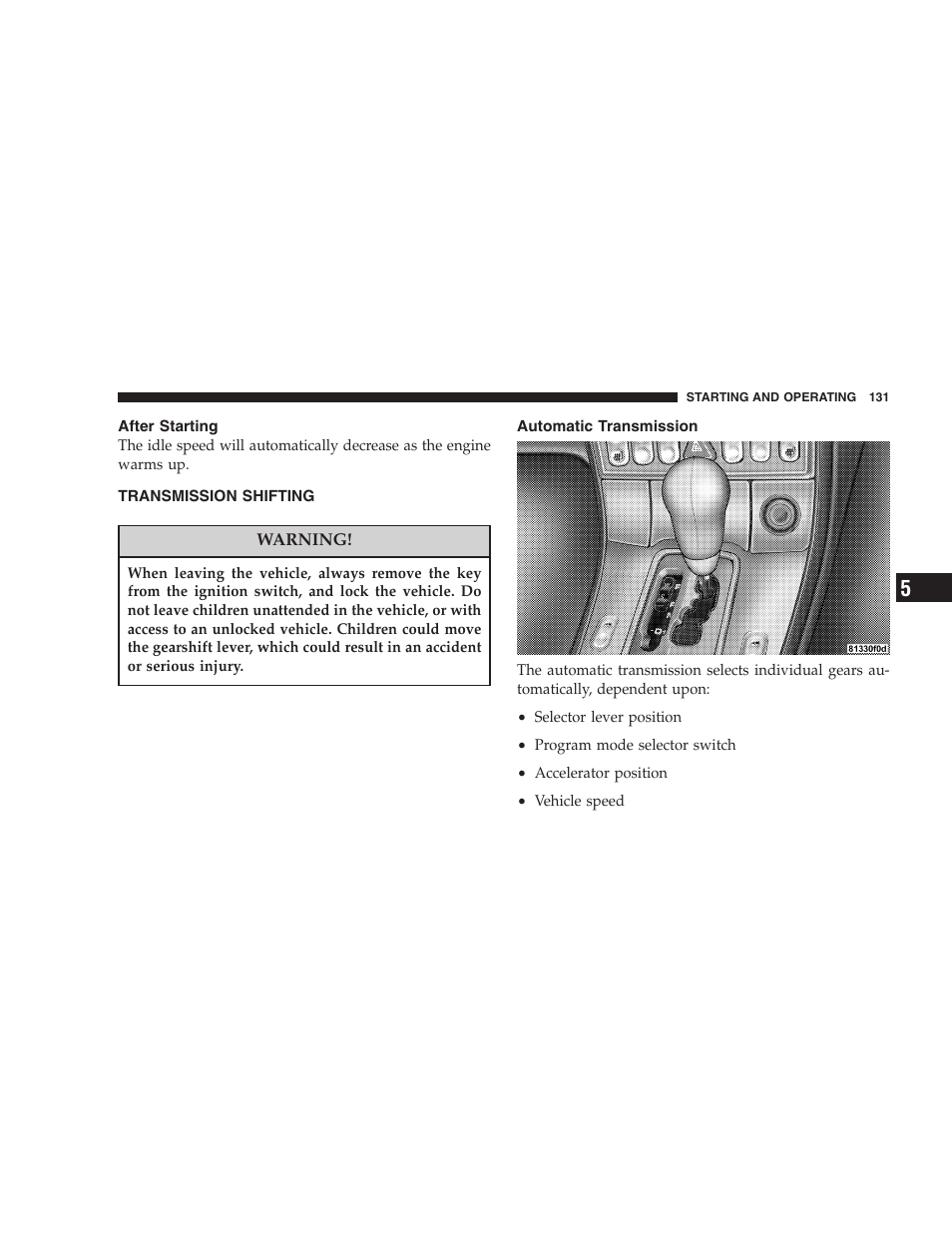 Chrysler Crossfire SRT6 User Manual | Page 131 / 280