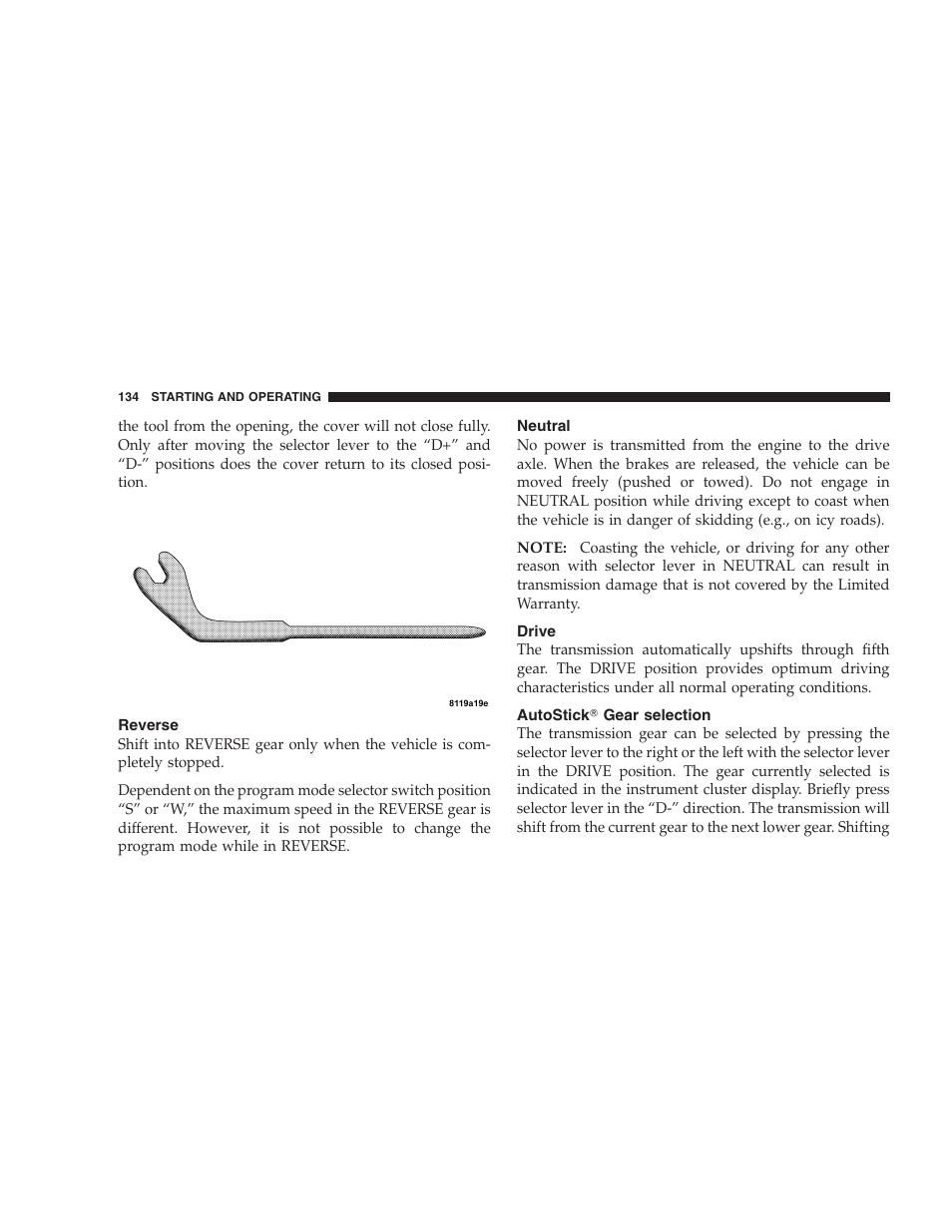 Chrysler Crossfire SRT6 User Manual | Page 134 / 280
