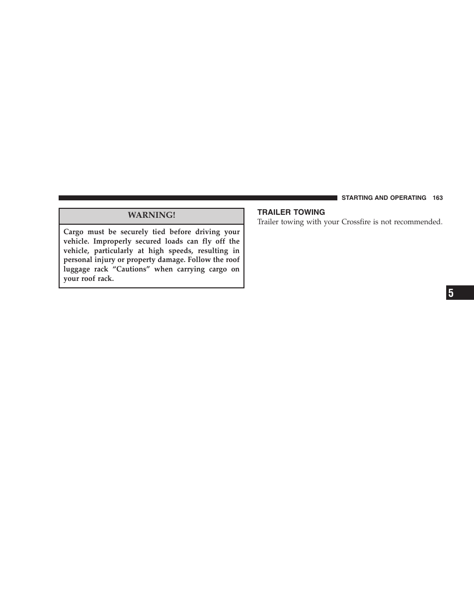 Chrysler Crossfire SRT6 User Manual | Page 163 / 280