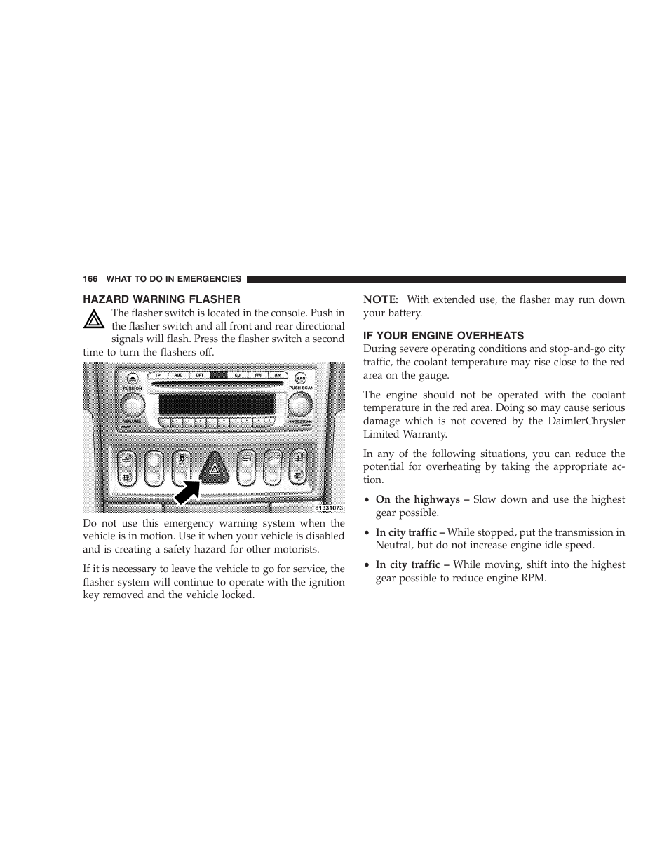 Chrysler Crossfire SRT6 User Manual | Page 166 / 280